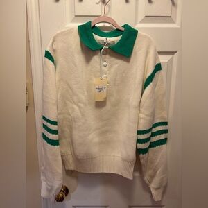MNML Men’s Polo Knit Green/White Sweater Size Medium BNWT